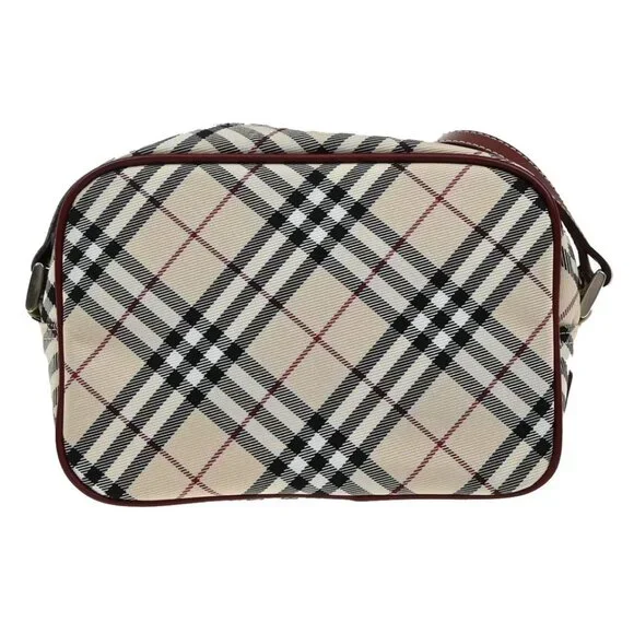 BURBERRY Logo Nova Check Shoulder Bag Canvas Leather Red Brown Japan 218-082525 - Picture 2 of 15